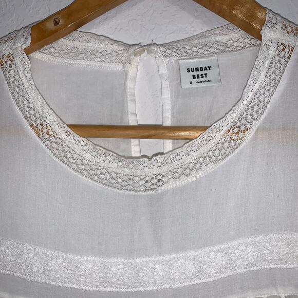 Anthropologie Sunday Best White Flutter Sleeve Shift Mini Dress - Picture 2 of 9